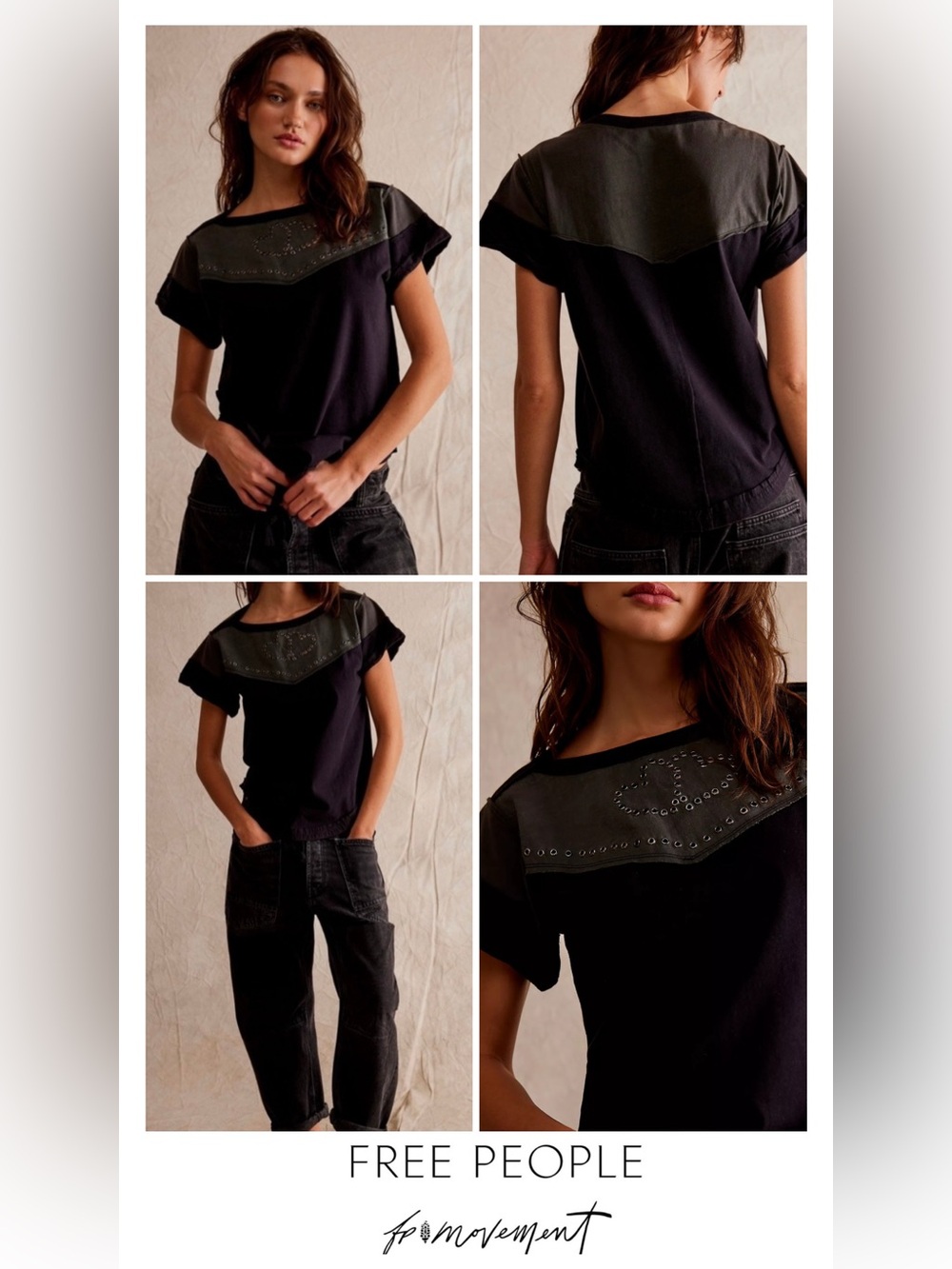 We The Free by Free People Studded Top | T-Shirt, Size S